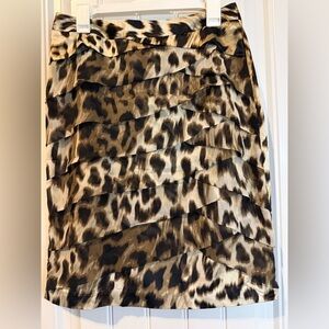 Worthington Leopard-Print Tiered Mini Skirt - Brown & Black size 10P